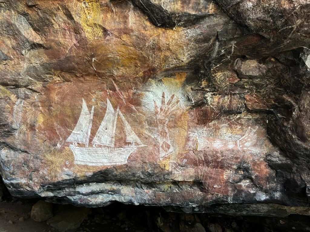 Rock Art sailing boat