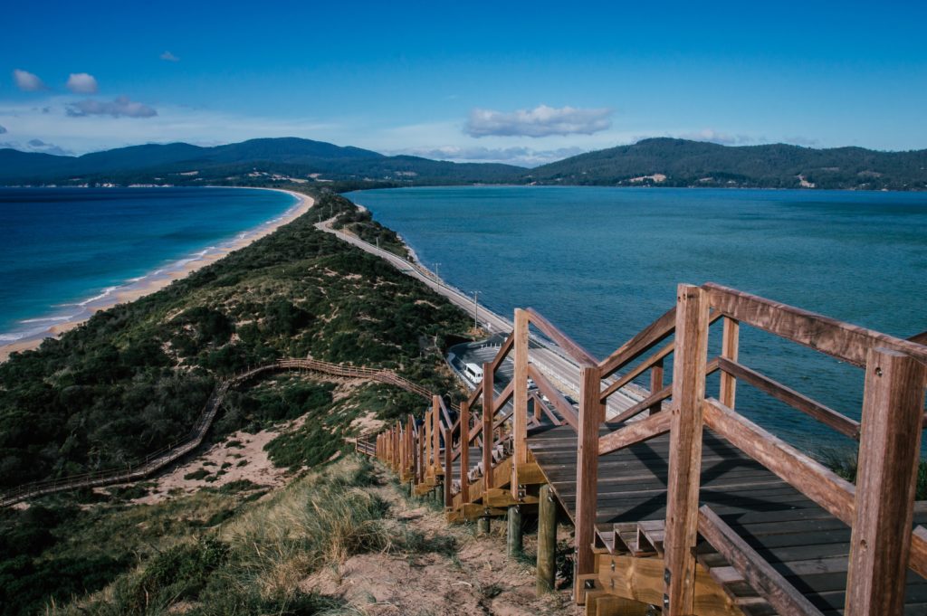 Bruny Island views of the neck joining north and south islands.