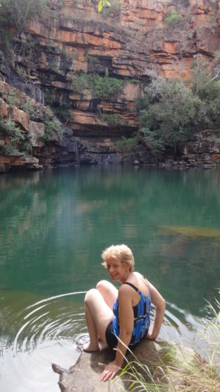 Kimberley Swimming spots - Adcock Gorge Kimberley Gorges along the Gibb River Road - swimmer enjoying a dip